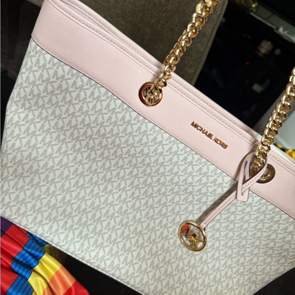 Michael Kors Pink and Cream Tote Bag